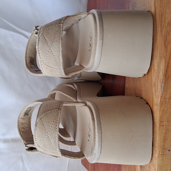 UGG New Height Beige Platform Sandals 9.5 - Picture 4 of 10